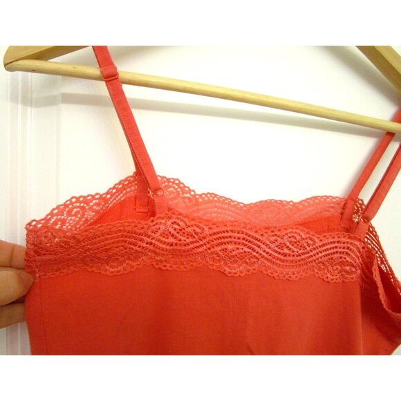 ANN TAYLOR Coral/Pink Camisole - Lace Adjustable Strap - Women XS Cotton Blend - Picture 11 of 14